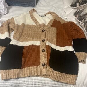 Lush Multicolor Button-Up Cardigan Sweater